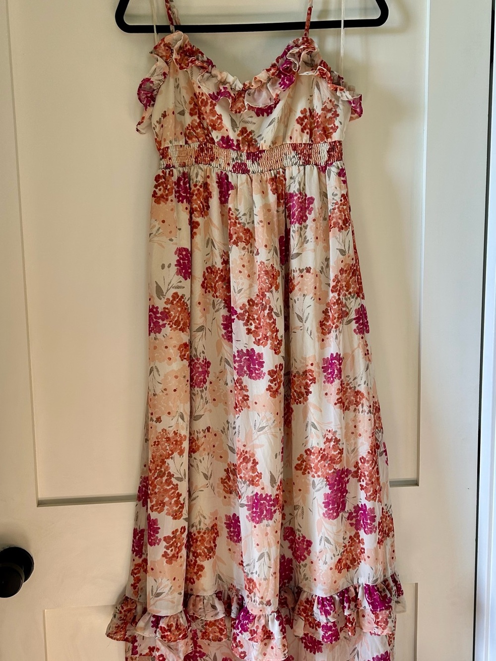 Women’s Elle Floral Ruffle Sundress - Cream with Pink & Orange Flowers